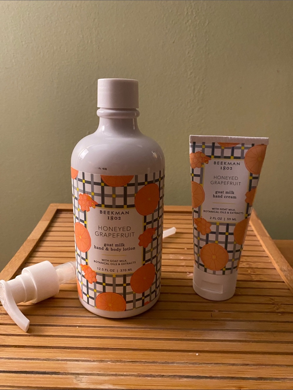 Beekman 1802 Honeyed Grapefruit Lotion 12.5 oz w/ pump & 2 oz Hand Cream. Sealed